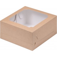 Короб картонный 160х160х80 для бенто-торта с окном крафт